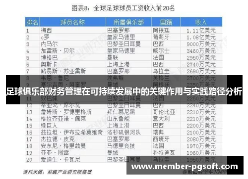 足球俱乐部财务管理在可持续发展中的关键作用与实践路径分析
